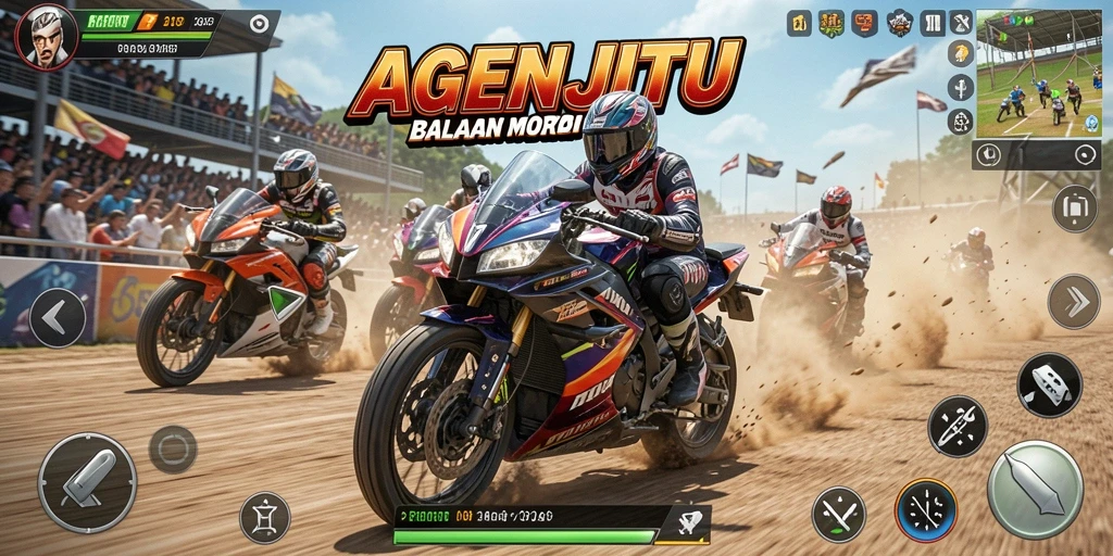 Gameplay seru dalam balapan motor yang mendebarkan.