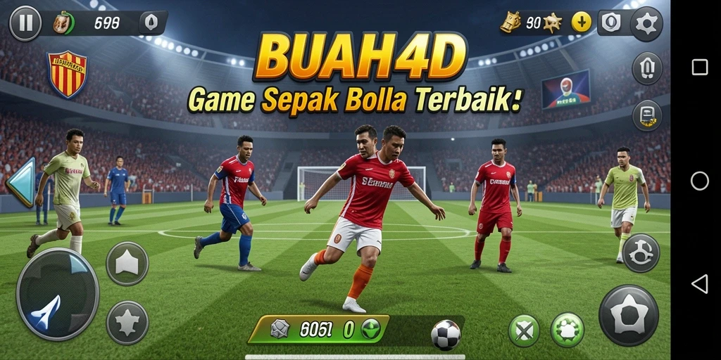 Tampilan gameplay BUAH4D dengan aksi sepak bola yang seru.
