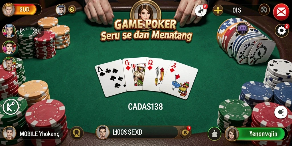 Tangkapan layar dari gameplay seru CADAS138 menunjukkan suasana poker yang menegangkan.