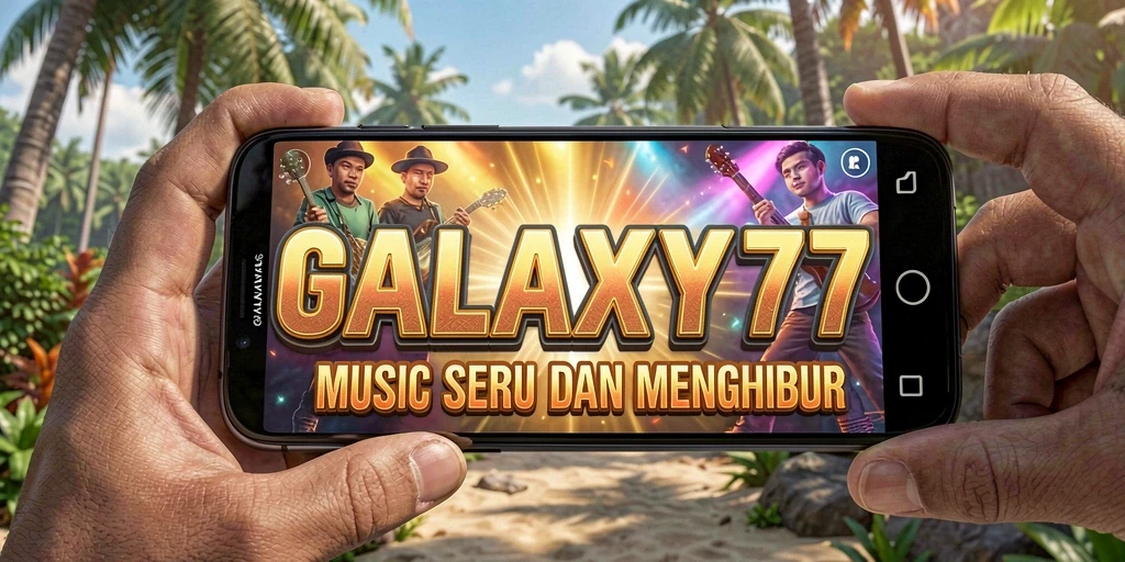 Screenshot permainan GALAXY77 yang menampilkan pengalaman musik interaktif.