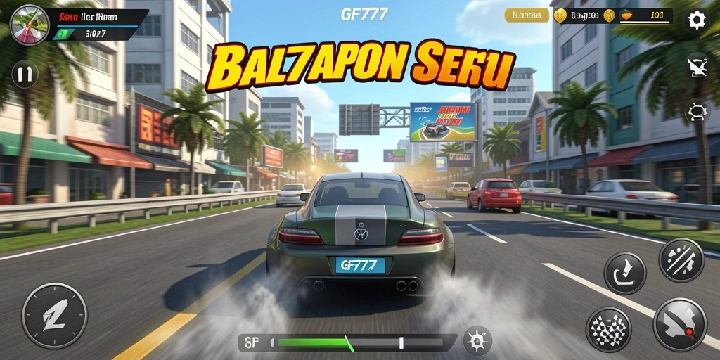Screenshot menampilkan aksi balapan mendebarkan di GF777.
