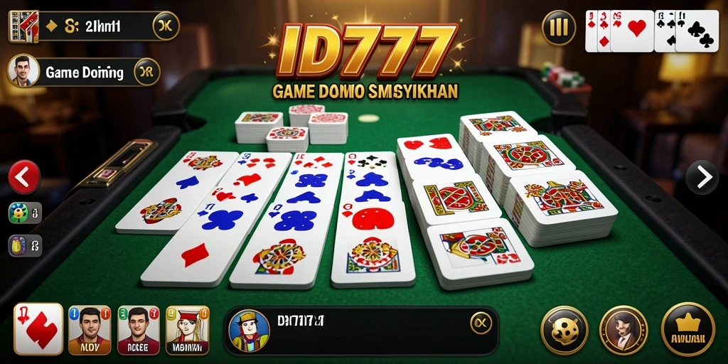Screenshot ID777 menampilkan keseruan gameplay Domino yang menantang.