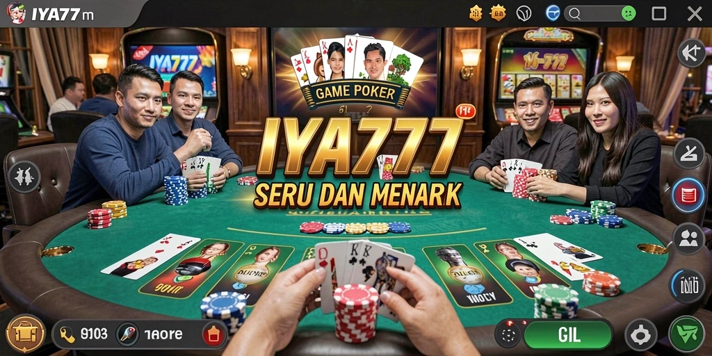 Tampilan gameplay poker yang menegangkan dan seru di IYA777.