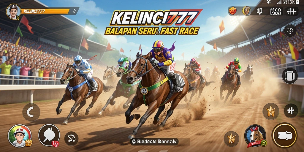 Screenshot gameplay KELINCI777 menampilkan aksi balapan yang intens dan menegangkan.