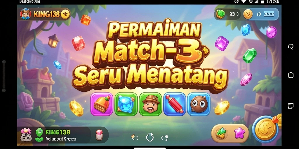 Tampilan gameplay KING138 yang seru dalam mencocokkan permata.