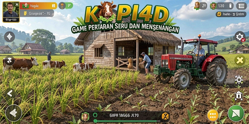 Tangkapan layar gameplay <strong>KOPI4D</strong> menunjukkan dunia pertanian yang menakjubkan.