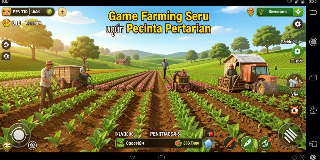 Screenshot utama PENITI4D menampilkan gameplay berkebun yang seru dan hidup.