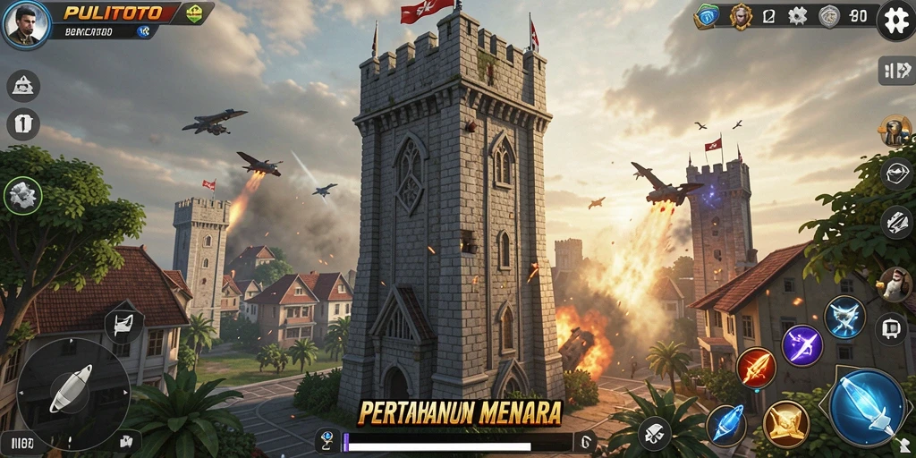 Gameplay PULITOTO yang menegangkan dalam Tower Defense.