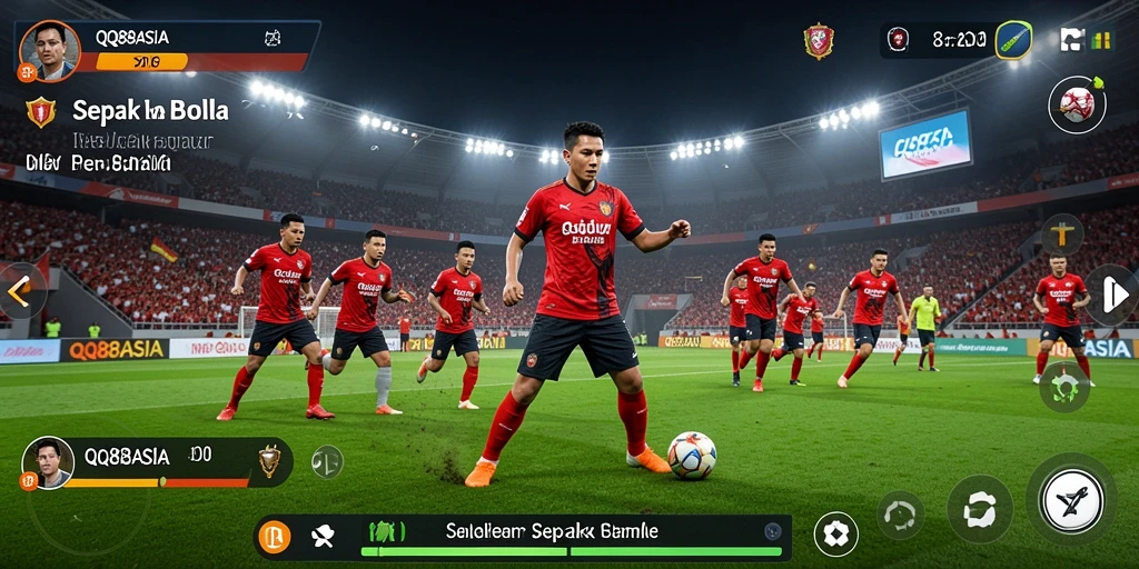 Tampilan menampilkan aksi seru saat bermain QQ88ASIA sepak bola.