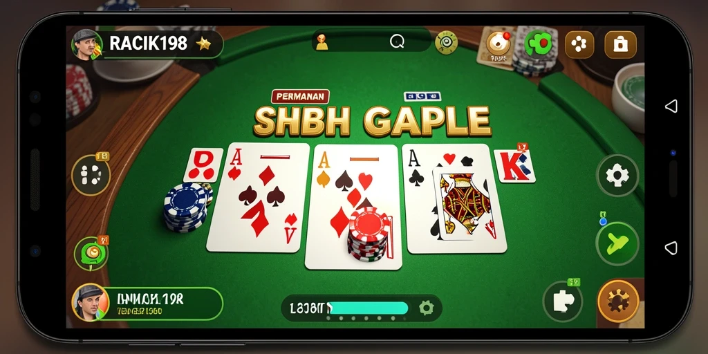 Screenshot utama RACIK198 menampilkan gameplay Gaple yang seru dan interaktif.