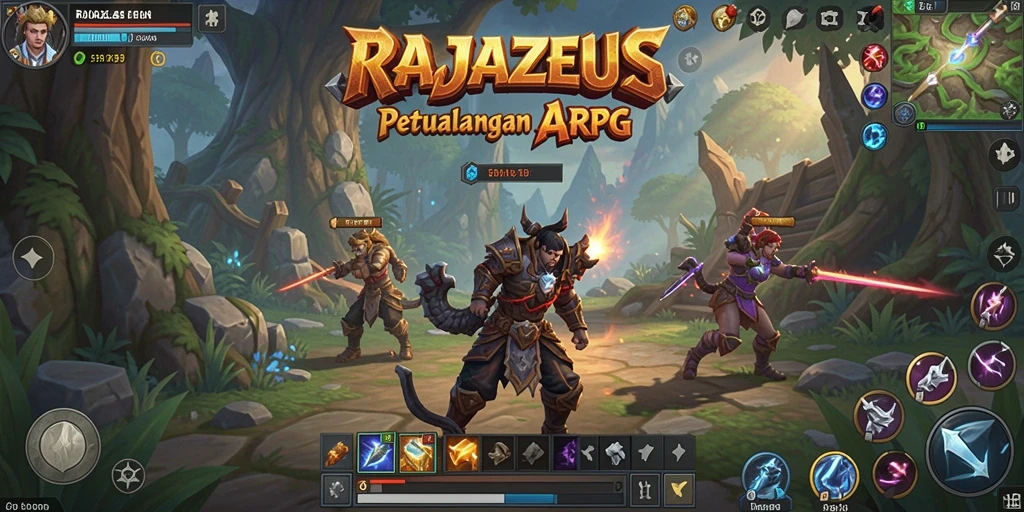 Tampilan gameplay RAJAZEUS yang mendebarkan dan penuh aksi.