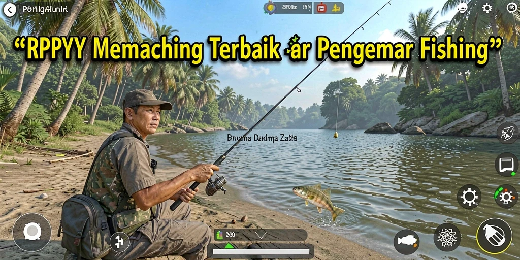 Screenshot utama RPYYY menampilkan gameplay memancing yang seru dan menantang.