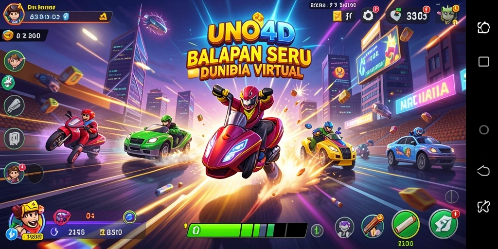 Gambaran permainan balap yang seru dan mendebarkan dalam UNO4D.